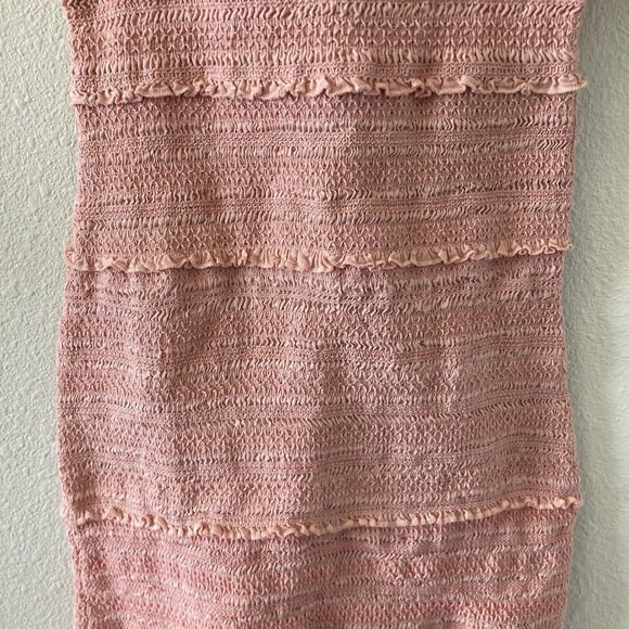 Chelsea & Violet Dress Tiered Smocked Ruffle Square Neck Pink Mini Dress Size XS - Picture 4 of 15